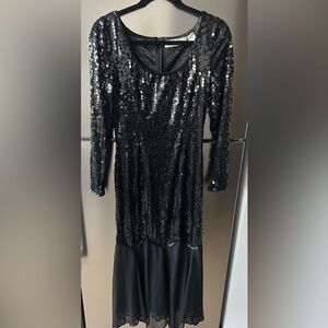 Vintage Niteline by Della Roufogali Black Beaded Evening Dress